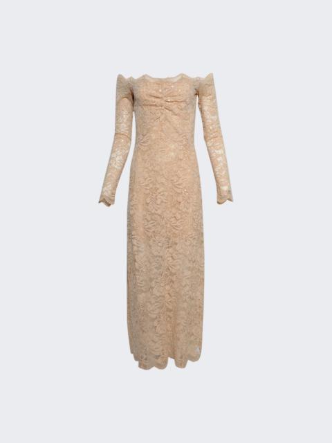 rabanne Sequin-embroidered Lace Dress Raffia Beige