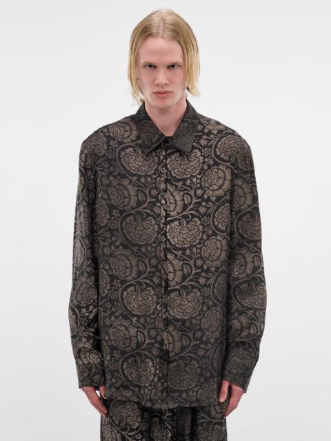 UMA WANG Black Floral Pattern Tab Shirt