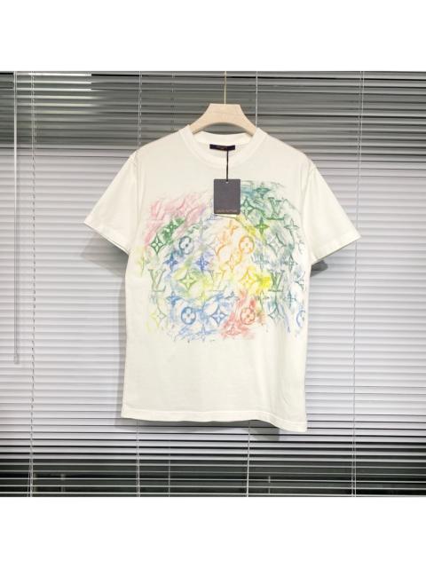 Louis Vuitton Louis Vuitton short-sleeved T-shirt, size S, with crayon-style spray-painted monogram logo and ribbe