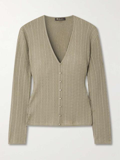 Rimella cable-knit cashmere and silk-blend cardigan Sage green
