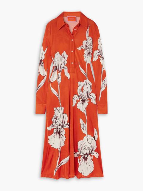 Other Designers Perry floral-print jersey midi shirt dress