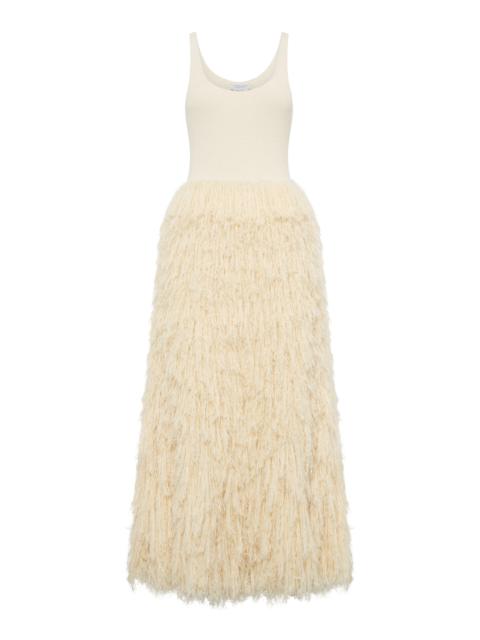 GABRIELA HEARST Elianor Fringed Silk-Cashmere Maxi Dress off-white