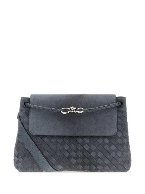 Bottega Veneta Bottega Veneta Men Air Force Blue Suede Andiamo Messenger Shopping Bag