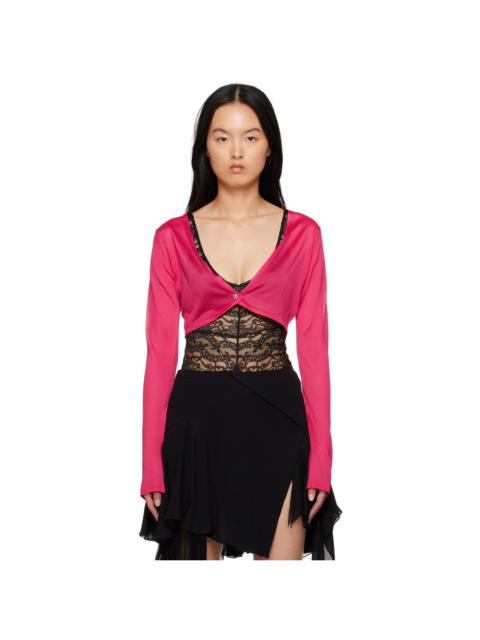 VERSACE Pink Button Cardigan