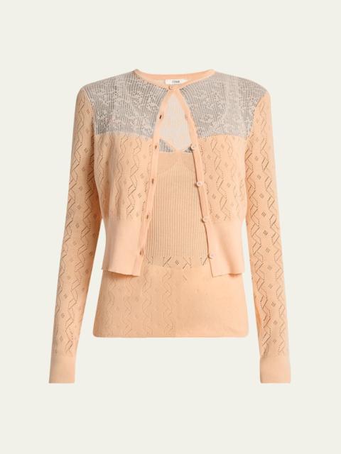 Chloé Embroidered Pointelle Cotton Combo Top