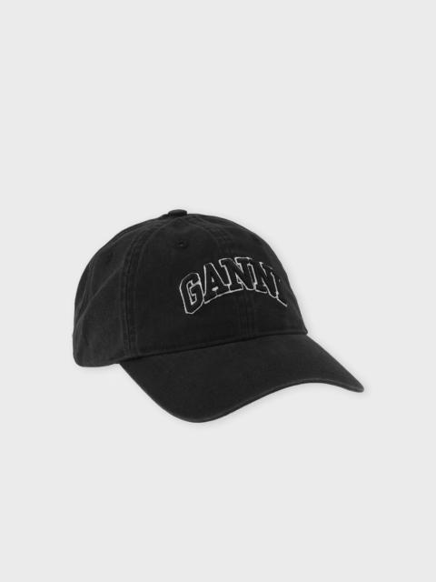 GANNI Cap Washed Cotton Canvas  Black ONESIZE