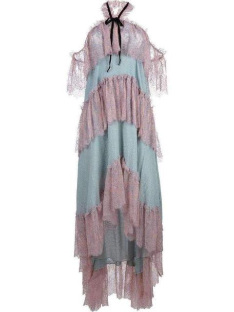 Other Designers Off the Shoulder Tiered Silk Dress