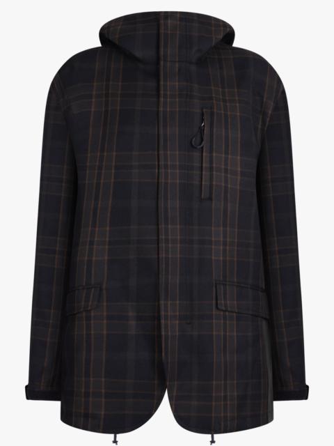 Comme des Garçons Homme CHECK PRINT PARKER JACKET WITH POCKET DETAIL | NAVY/BURGUNDY