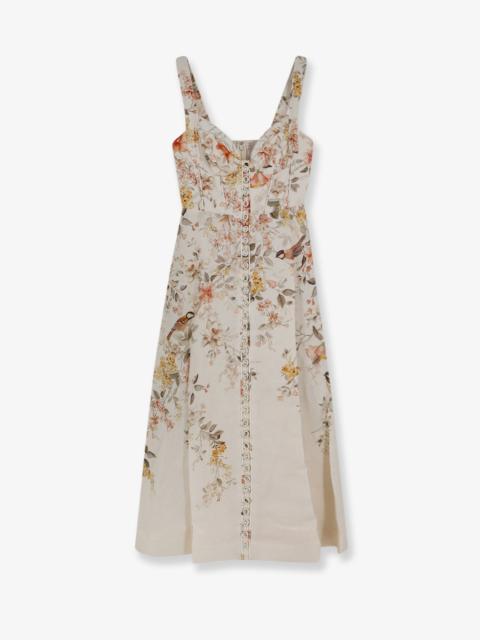 Zimmermann Zimmermann Luna Linen Midi Dress With All-Over Floral Print