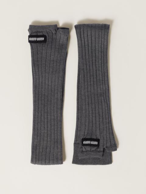 Miu Miu Ribbed knit silk fingerless gloves