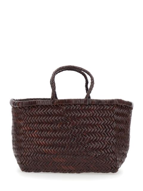 DRAGON DIFFUSION Dragon Diffusion Women 'Triple Jump' Brown Small Handbag With Woven Motif In Leather For Women