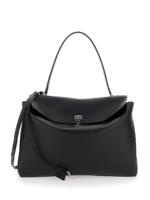 Balenciaga Men 'Small Rodeo' Black Handbag With Detachable Key Holder In Smooth Leather Woman
