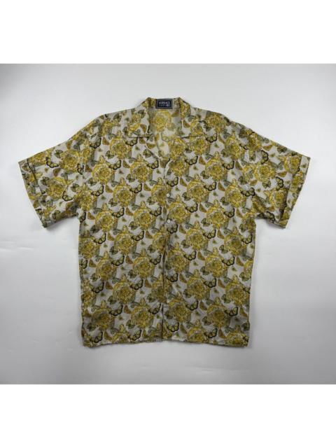 VERSACE Versace Baroque Butterfly Print Silk Shirt
