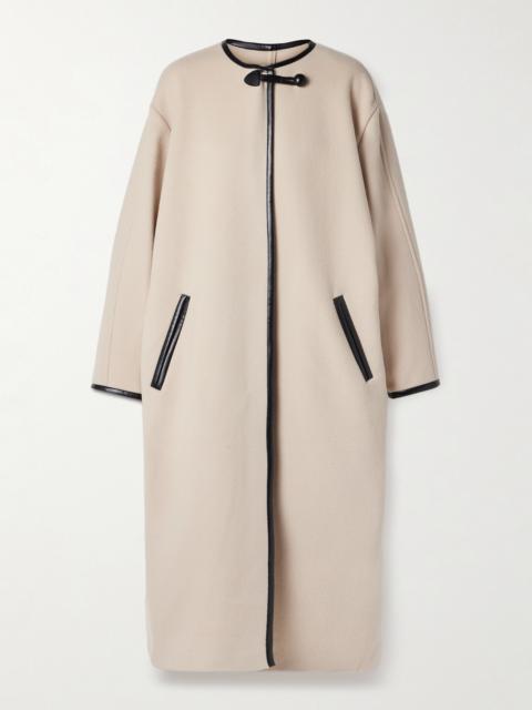 Isabel Marant Elza Oversized Faux Leather-trimmed Wool-blend Felt Coat