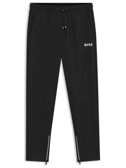 BOSS STRETCH-GABARDINE TRACKSUIT BOTTOMS WITH ZIPPED HEMS