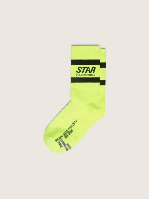 Golden Goose Neon yellow sports socks with black stripes