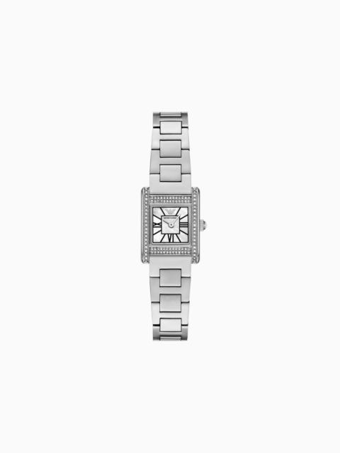 EMPORIO ARMANI TWO-HAND STAINLESS STEEL WATCH