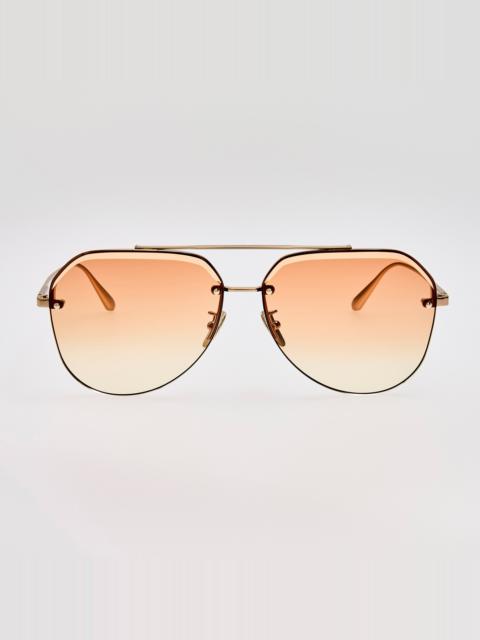 LINDA FARROW Quynh Sunglasses in Camel and Gold