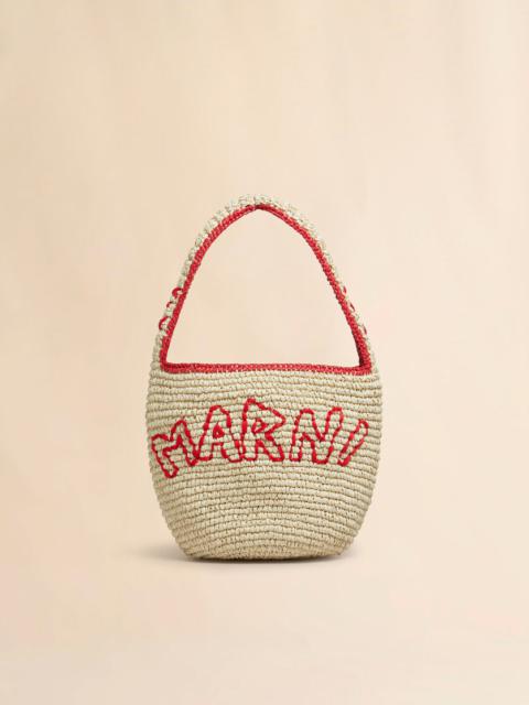 Marni NATURAL RAFFIA AND RED NASSA SMALL HOBO BAG