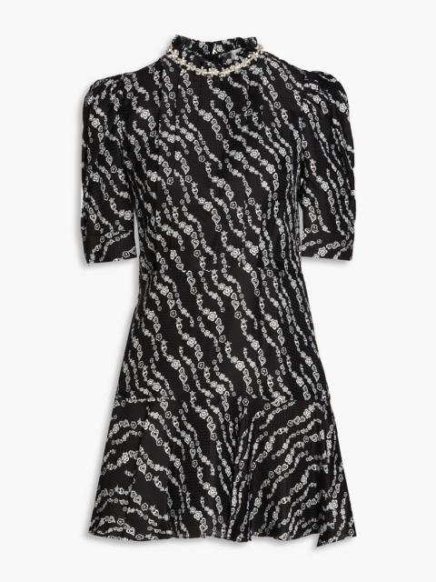 Sandro Crystal-embellished printed jacquard mini dress