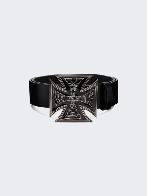 VETEMENTS Biker Cross Logo Jumbo Belt Black And Black