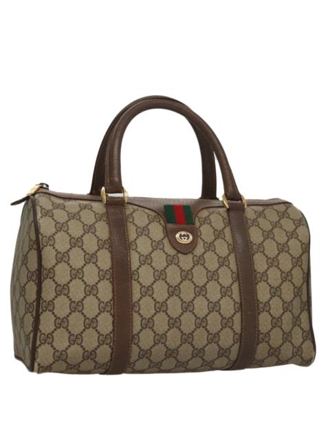 GUCCI GG Supreme Web Sherry Line Hand Bag Pvc Beige Gold 40 02 007