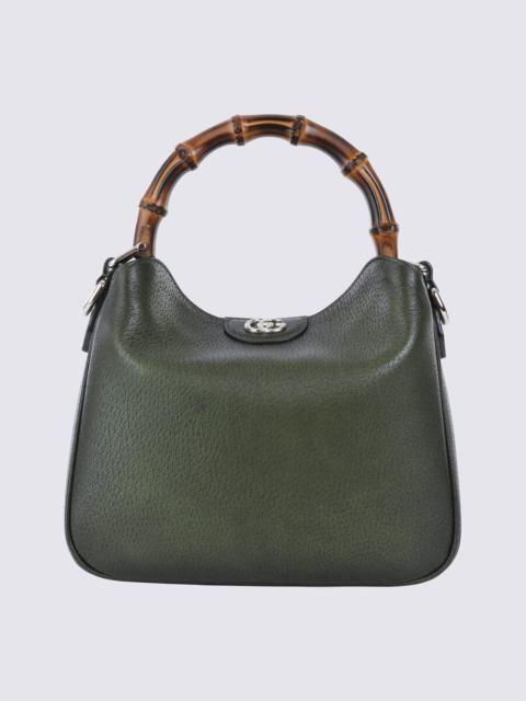 GUCCI Gucci Green Leather Diana Medium Top Handle Bag
