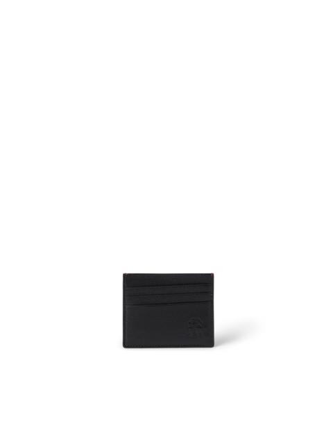 Brunello Cucinelli Brunello Cucinelli Grained leather card holder in Black at Nordstrom