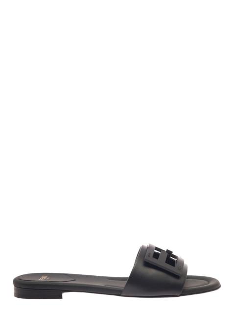 FENDI Fendi Women Leather Slide Mules With Logo Buckle