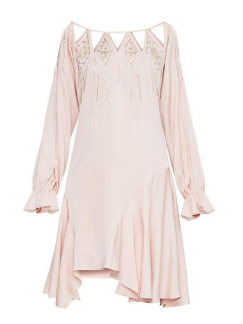 Other Designers Embellished Cutout-Neck Drop-Waist Dress