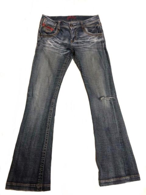 Other Designers If Six Was Nine - BCBG Flare Distressed Denim Pant