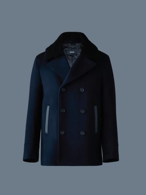 COLE wool double-breasted jacket with shearling collar