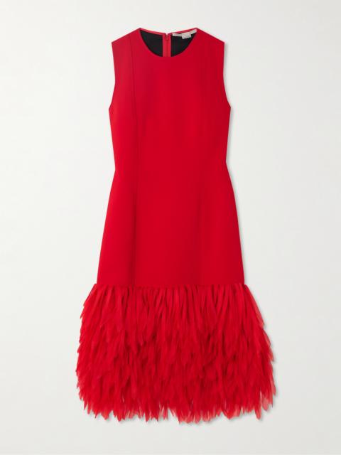 Stella McCartney Fringed Organza-trimmed Crepe Midi Dress