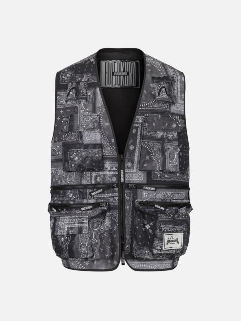 EVISU Allover Paisley Print Oversized Cargo Vest