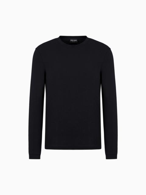 GIORGIO ARMANI Stretch viscose jersey jumper with crew neck and long sleeves