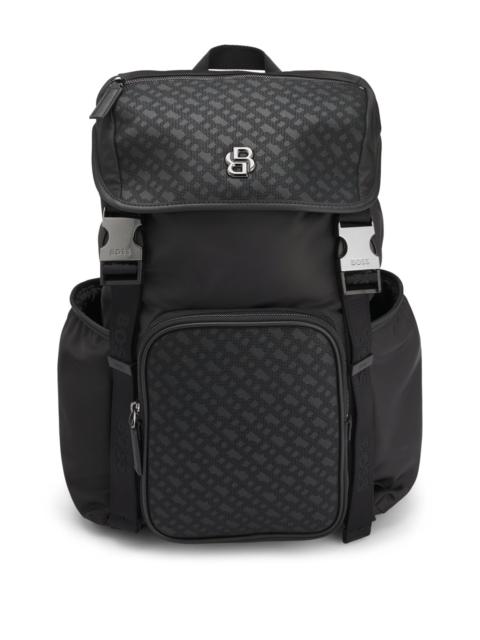 BOSS TWILL BACKPACK WITH DOUBLE B MONOGRAM