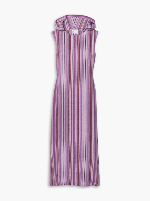Other Designers Column hooded striped linen-blend gauze maxi dress