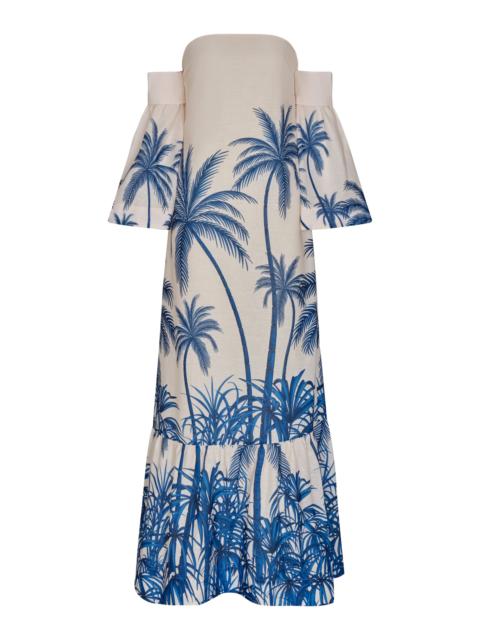 ANDRES OTALORA De Isla Maxi Off-The-Shoulder Linen Maxi Dress blue