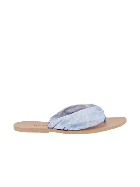 Balmain Blue Leather Thong Flats