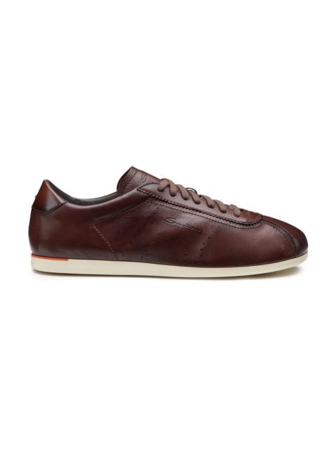 Santoni Men's dark brown leather sneaker
