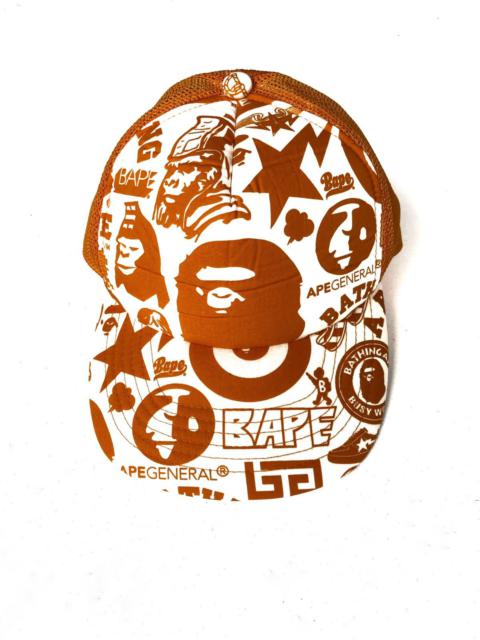 A BATHING APE® OG Bape Orange Mesh Trucker Snapback Cap