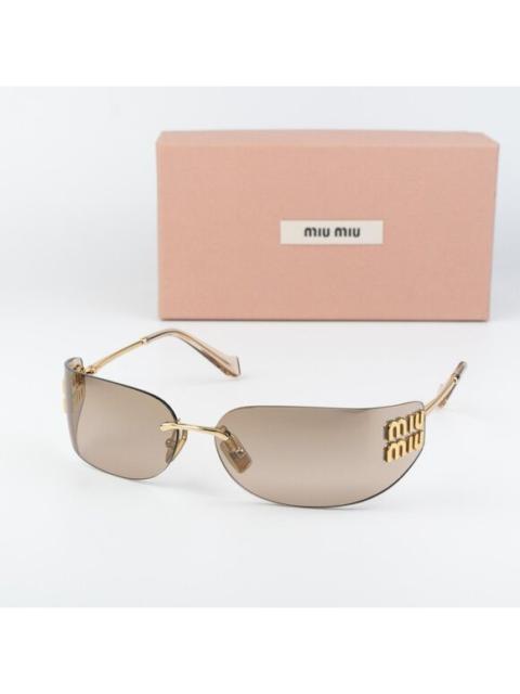 Miu Miu Miu Miu Women Sunglasses Gold Mirror Gradient Rectangle Rimless MUA51S 5AK20P