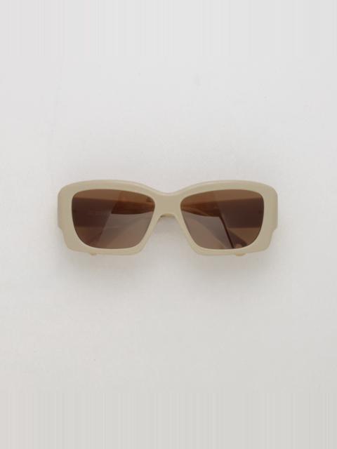LINDA FARROW Croisiere Rectangular Sunglasses in Sand