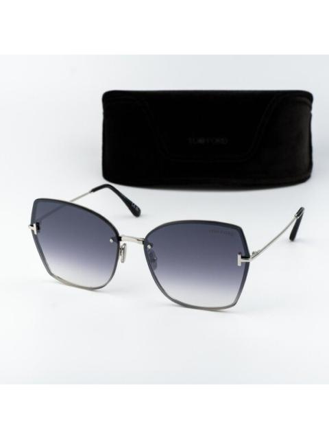 TOM FORD Tom Ford NICKIE-02 Women Sunglasses Palladium Smoke Mirror Butterfly FT1107 16C