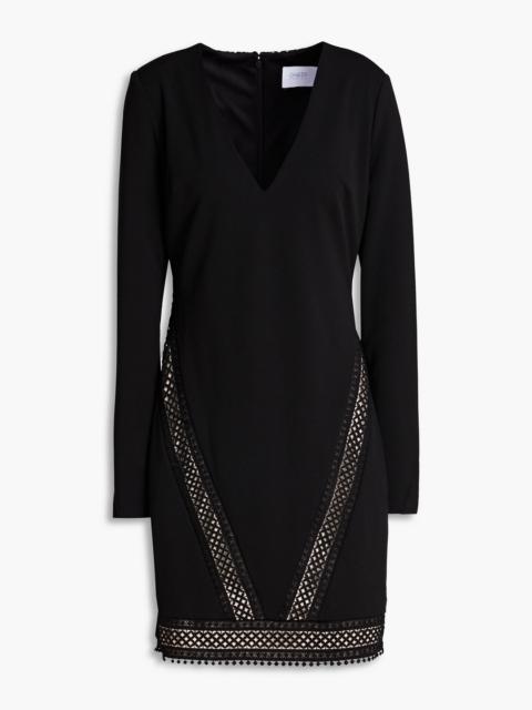 Other Designers Crocheted lace-trimmed stretch-jersey mini dress