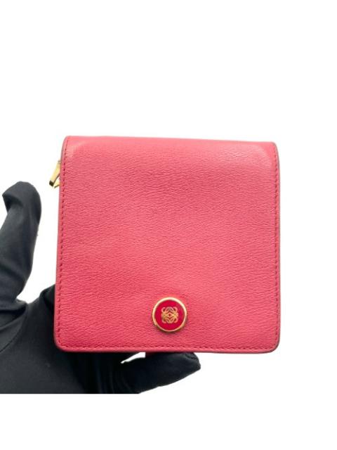 Loewe Loewe Red Leather Logo Plate Medium Wallet