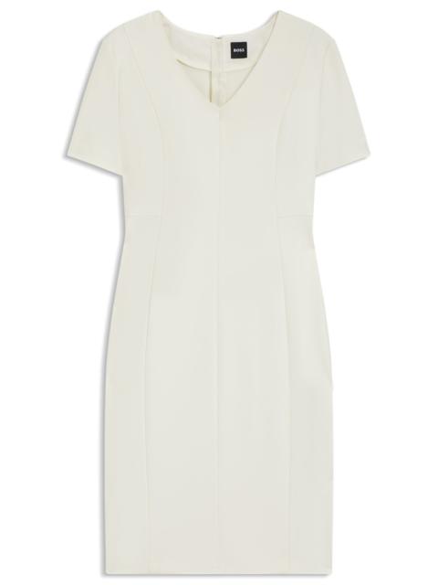BOSS V-NECK DRESS IN STRETCH FABRIC