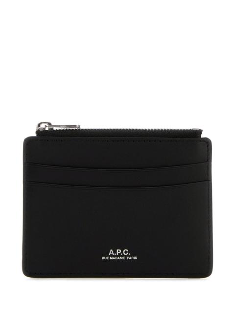 A.P.C. Black leather Paris card holder