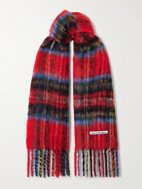 Acne Studios Fringed Checked Mohair-blend Scarf