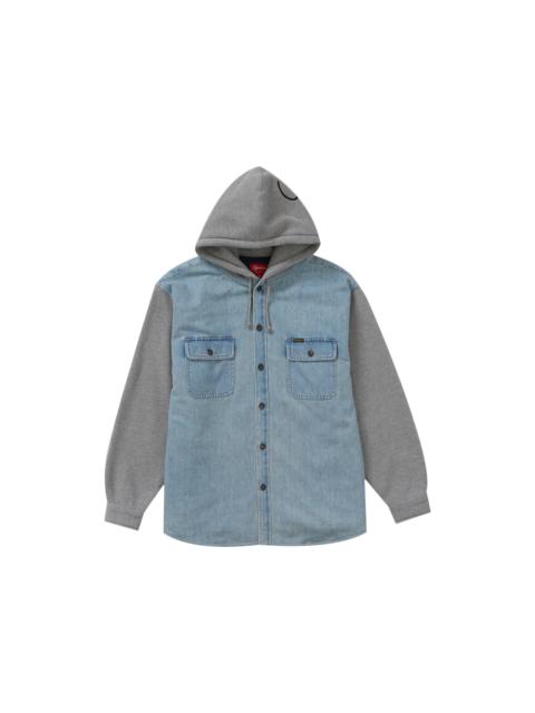 Supreme Supreme Fleece Hooded Denim Shirt Blue